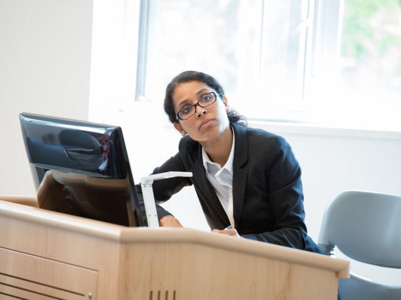 female adult student at computer
