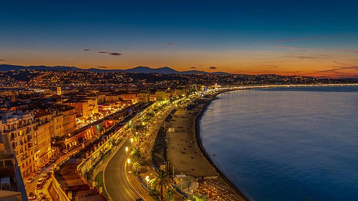 Nice France at sunset